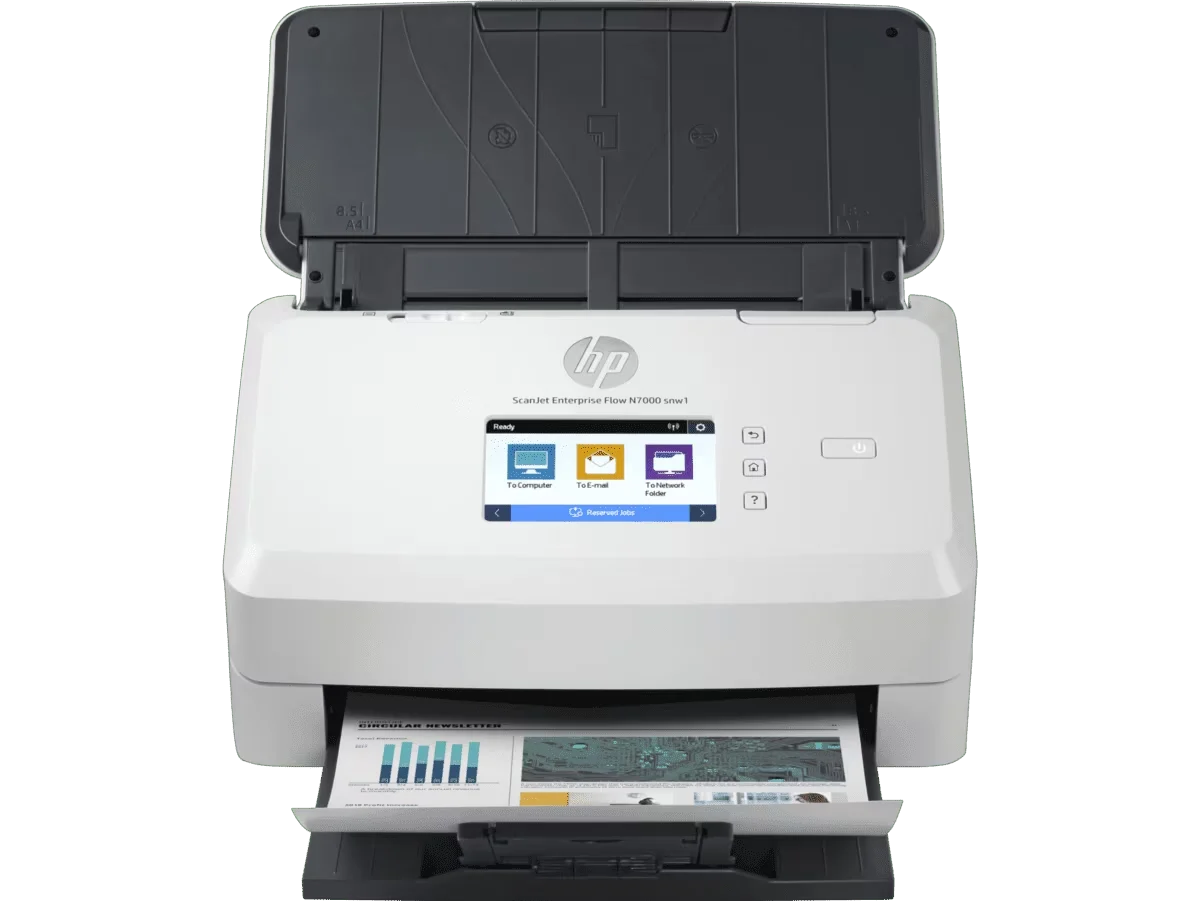 HP ScanJet Enterprise Flow N7000 snw1 Sheet-feed Scanner (6FW10A) | 75 ppm / 150 ipm | Duplex Network Scanner | Wi-Fi | Ethernet | USB 3.0 | 80-Sheet ADF